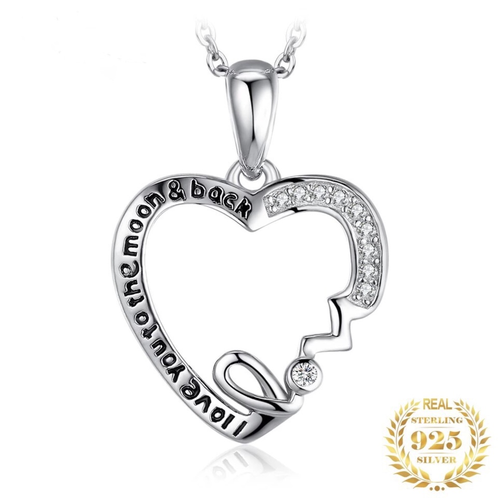Love you to the Moon and Heart Sterling silver 925